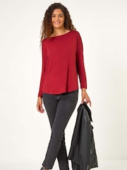 Roman Red Batwing Long Sleeve Stretch Top - Image 3 of 6