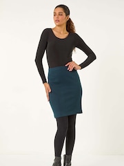 Roman Blue Smart Textured Stretch Skirt - Image 2 of 5