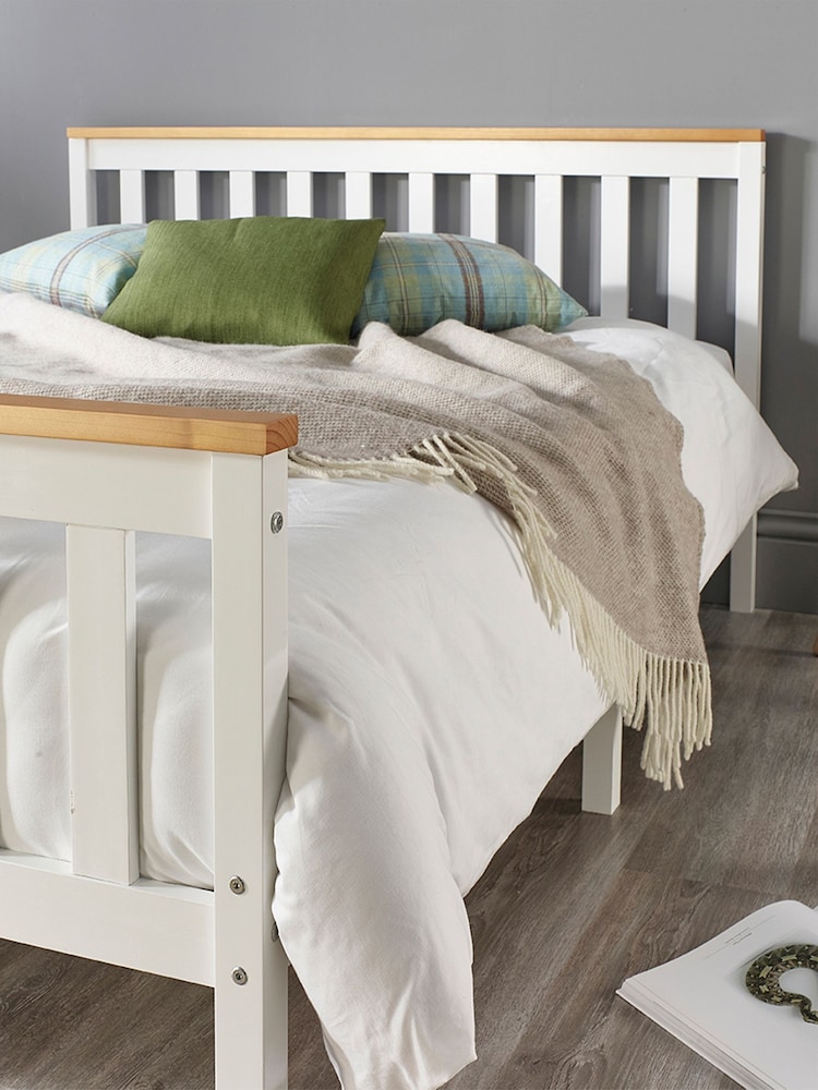 Aspire Furniture White Natural Atlantic Wooden Bed - Image 3 of 3