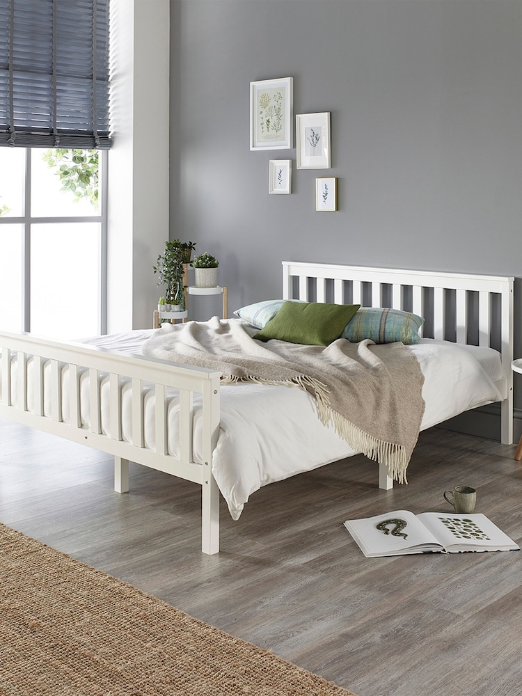 Aspire Furniture White Atlantic Wooden Bed - Image 1 of 3