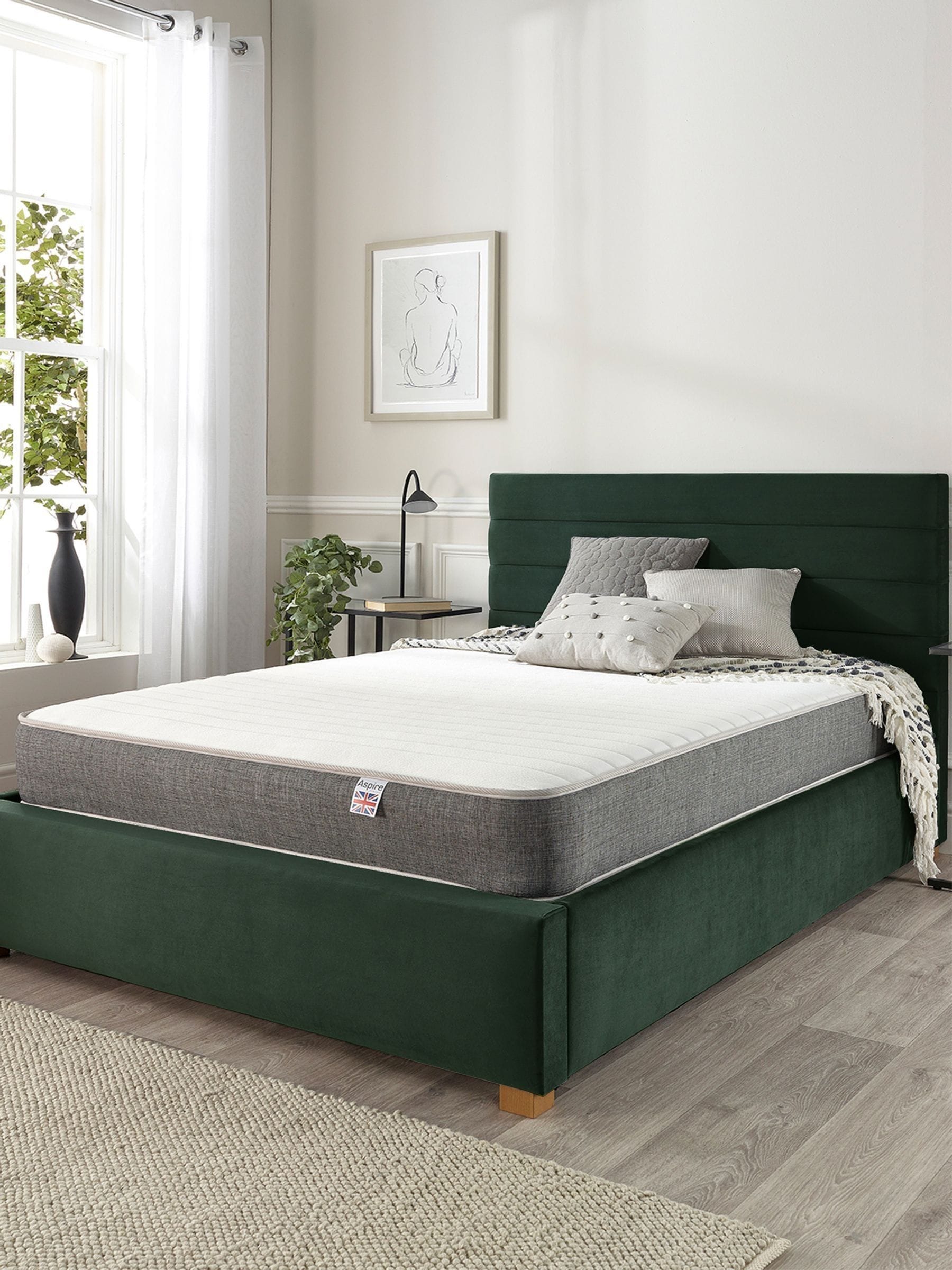 Aspire Unisex White Pocket + 1000 Memory Hybrid Mattress In | : Small - Image 4