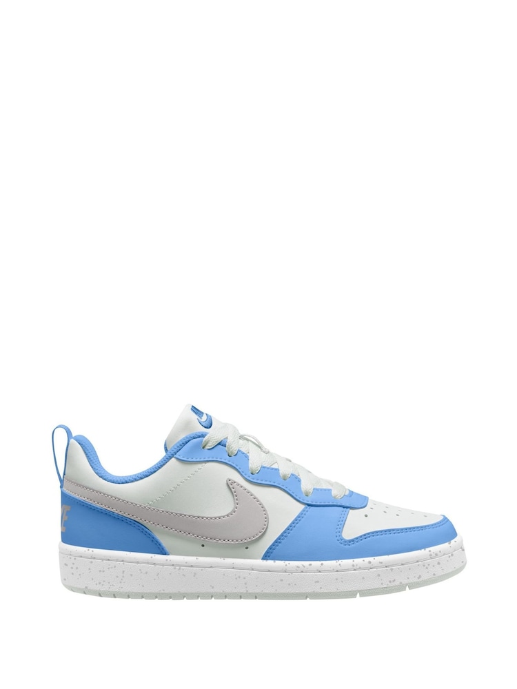 Nike White/Blue Grey Youth Court Borough Low Recraft Trainers - Image 1 of 4