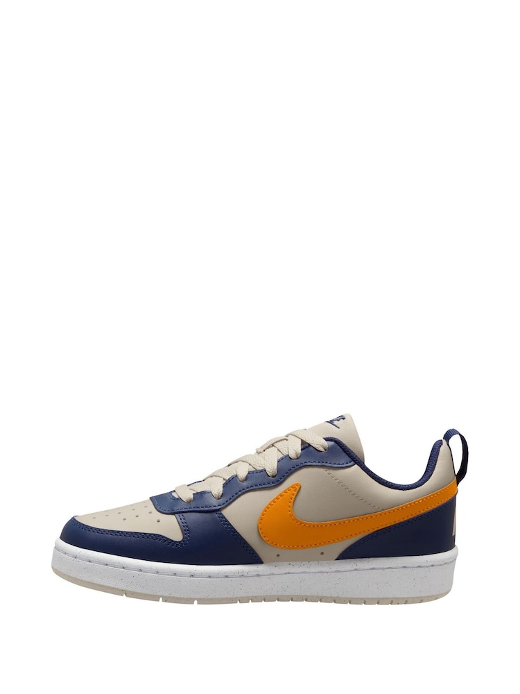 Nike Navy Blue Natural Orange Youth Court Borough Low Recraft Trainers - Image 2 of 4