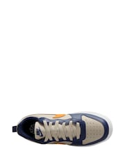 Nike Navy Blue Natural Orange Youth Court Borough Low Recraft Trainers - Image 3 of 4