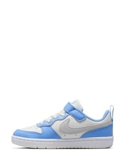 Nike White/Blue Grey Junior Court Borough Low Recraft Trainers - Image 2 of 11