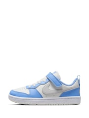 Nike White/Blue Grey Junior Court Borough Low Recraft Trainers - Image 4 of 11