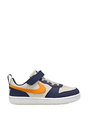 Nike Navy Blue Natural Orange Junior Court Borough Low Recraft Trainers - Image 1 of 4