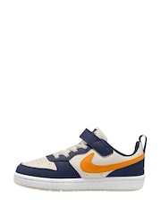 Nike Navy Blue Natural Orange Junior Court Borough Low Recraft Trainers - Image 2 of 4