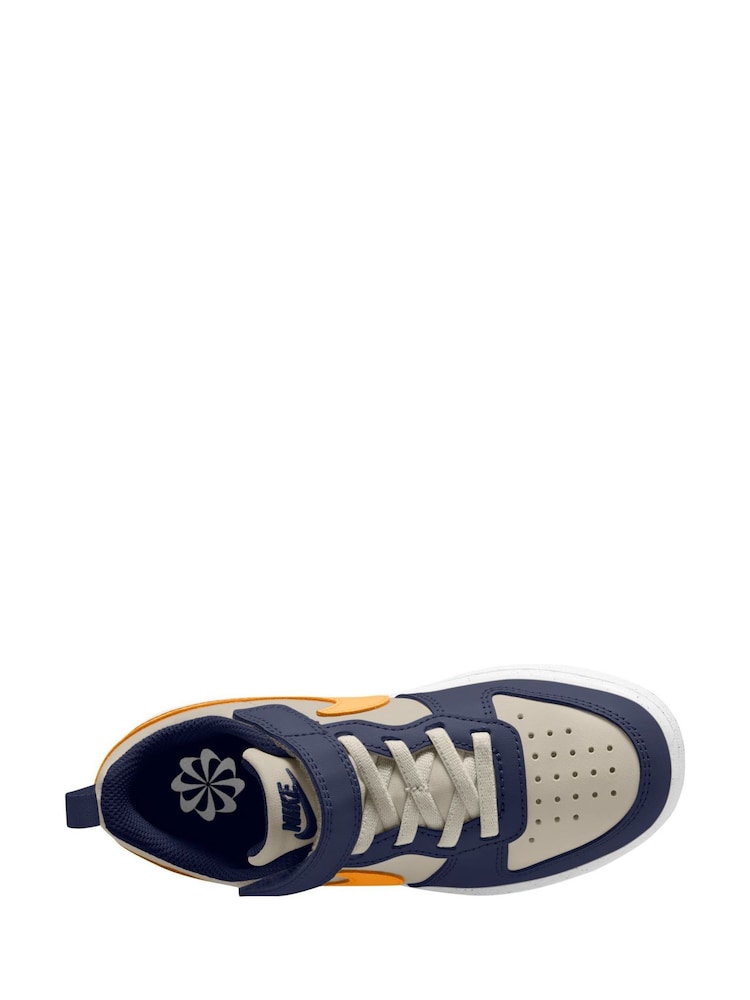 Nike Navy Blue Natural Orange Junior Court Borough Low Recraft Trainers - Image 3 of 4