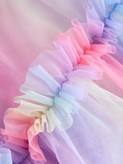 Rainbow Pink Tiered Strappy Mesh Dress (3-16yrs) - Image 9 of 9