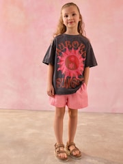 Charcoal/Pink Sun Oversized Graphic Print T-Shirt (3-16yrs) - Image 2 of 3