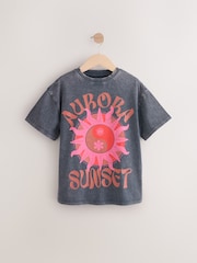 Charcoal/Pink Sun Oversized Graphic Print T-Shirt (3-16yrs) - Image 4 of 8