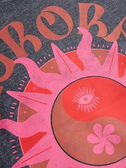 Charcoal/Pink Sun Oversized Graphic Print T-Shirt (3-16yrs) - Image 7 of 8