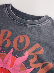 Charcoal/Pink Sun Oversized Graphic Print T-Shirt (3-16yrs) - Image 8 of 8