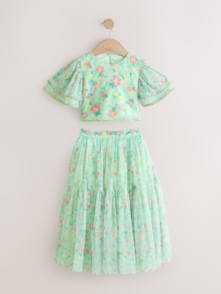 Verde floral - Conjunto de top y falda floral verde (3-16 años) - Imagen 1 de 4 Verde floral - Conjunto de top y falda floral verde (3-16 años) - Imagen 1 de 4