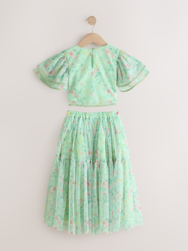 Verde floral - Conjunto de top y falda floral verde (3-16 años) - Imagen 2 de 4 Verde floral - Conjunto de top y falda floral verde (3-16 años) - Imagen 2 de 4