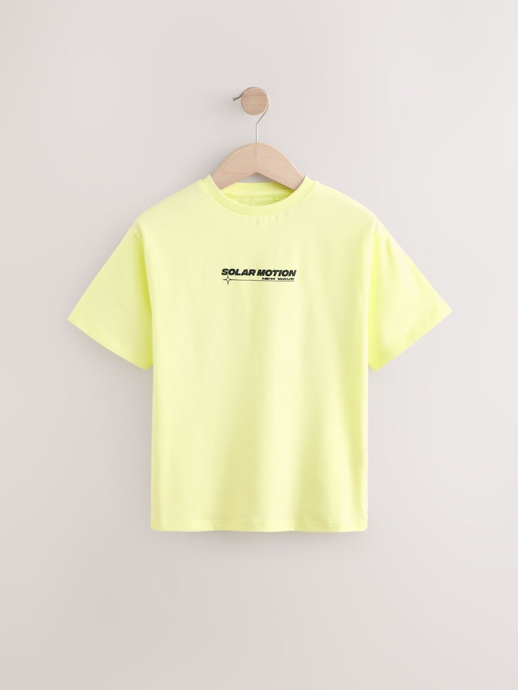 Lime Green Oversized Graphic Print T-Shirt (3-16yrs) - Image 1 of 4