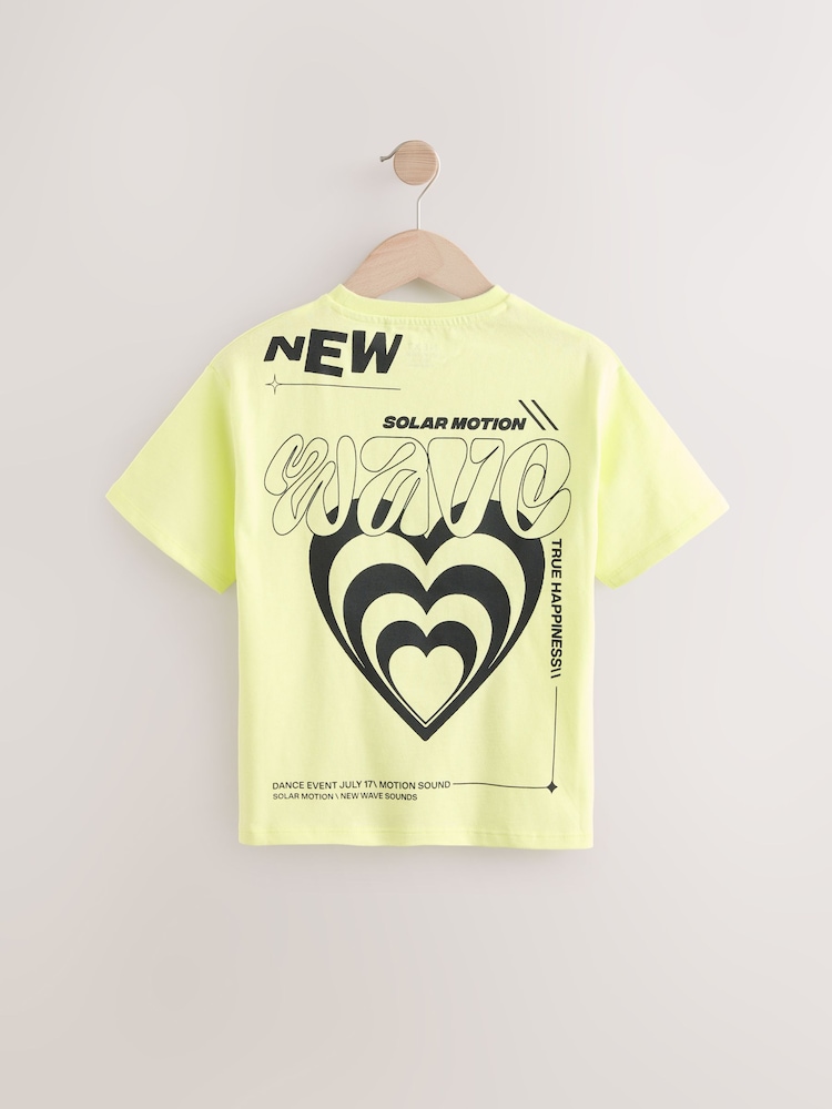 Lime Green Oversized Graphic Print T-Shirt (3-16yrs) - Image 2 of 4