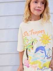 Ecru White Beach Oversized Graphic Print T-Shirt (3-16yrs) - Image 3 of 7
