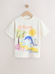 Ecru White Beach Oversized Graphic Print T-Shirt (3-16yrs) - Image 4 of 7