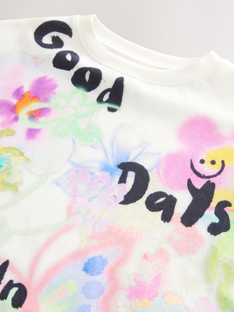 Multi Bright Graffiti Oversized Graphic Print T-Shirt (3-16yrs) - Image 8 of 8