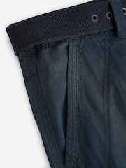 Navy Blue Long Length Belted Cargo Shorts - Image 10 of 12