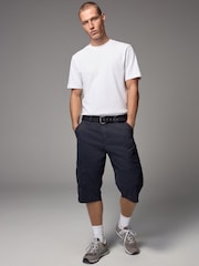 Navy Blue Long Length Belted Cargo Shorts - Image 2 of 12