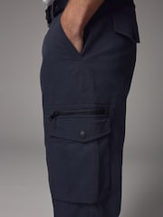 Navy Blue Long Length Belted Cargo Shorts - Image 3 of 12