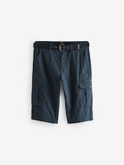 Navy Blue Long Length Belted Cargo Shorts - Image 6 of 12