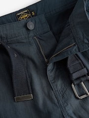 Navy Blue Long Length Belted Cargo Shorts - Image 8 of 12