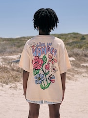 Neutral Flower Oversized Graphic Print T-Shirt (3-16yrs) - Image 1 of 7