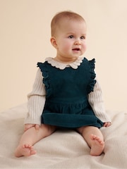 Purebaby Green Corduroy Christmas Festive 100% Cotton Dress - Image 1 of 7