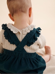 Purebaby Green Corduroy Christmas Festive 100% Cotton Dress - Image 2 of 7