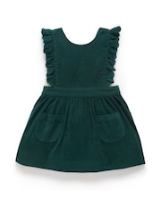 Purebaby Green Corduroy Christmas Festive 100% Cotton Dress - Image 3 of 7