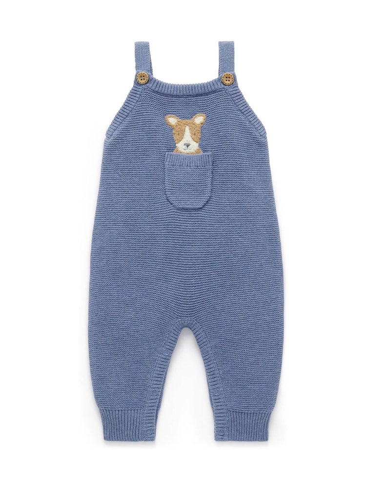 Purebaby Blue Knitted Dungaree - Image 1 of 4