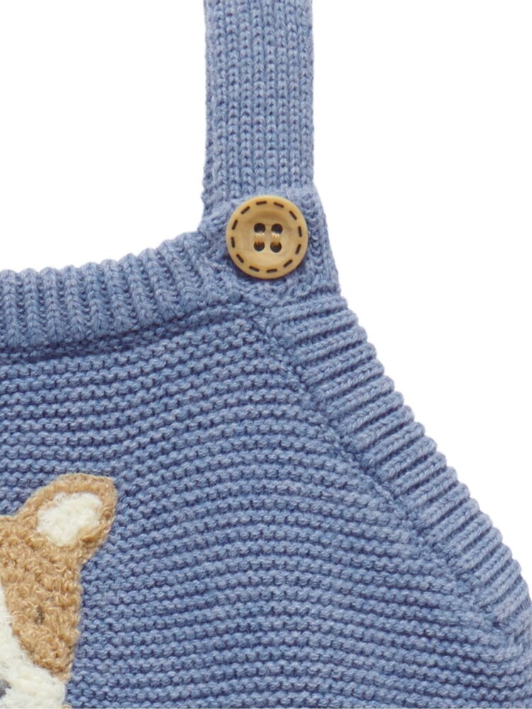 Purebaby Blue Knitted Dungaree - Image 2 of 4