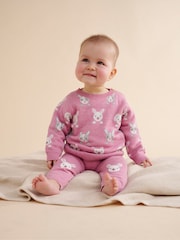 Purebaby Pink Animal Print Cozy Jumper - Image 1 of 5
