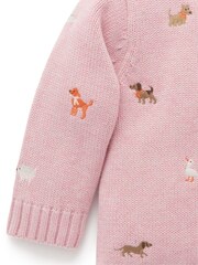 Purebaby Pink Dog Print Embroidered Jumper - Image 2 of 4
