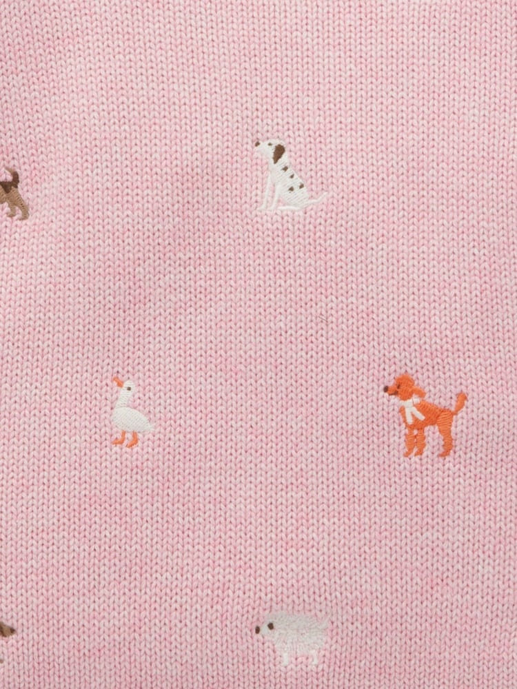 Purebaby Pink Dog Print Embroidered Jumper - Image 4 of 4