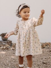 Purebaby Natural Floral Print 100% Cotton Corduroy Dress - Image 1 of 1
