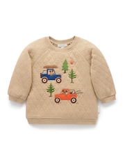 Purebaby Natural Outdoor Print Quilted Sweater - Image 1 of 5