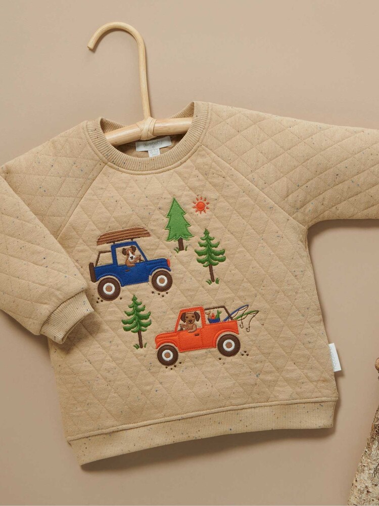 Purebaby Natural Outdoor Print Quilted Sweater - Image 2 of 5