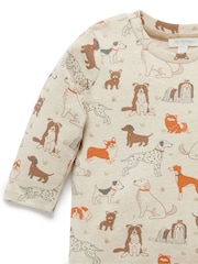 Purebaby Natural Sherpa Dungaree And Long Sleeve T-Shirt Set 2 Piece - Image 2 of 4