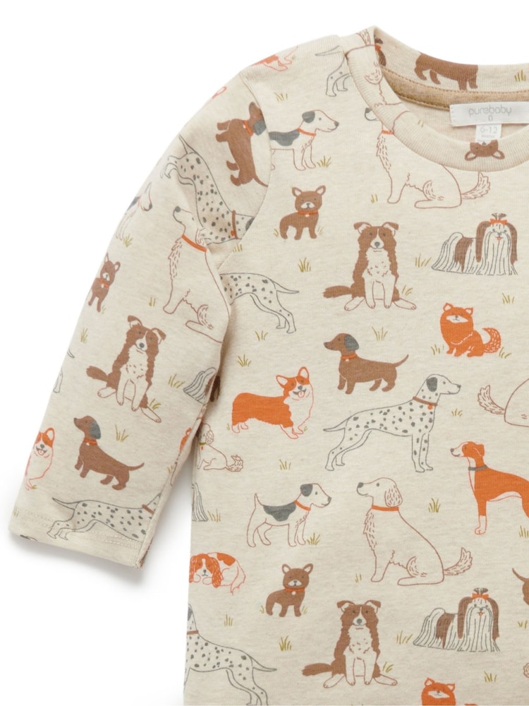 Purebaby Natural Sherpa Dungaree And Long Sleeve T-Shirt Set 2 Piece - Image 2 of 4