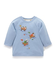 Purebaby Blue River Print Long Sleeve 100% Cotton T-Shirt - Image 1 of 4