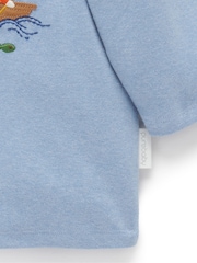 Purebaby Blue River Print Long Sleeve 100% Cotton T-Shirt - Image 4 of 4