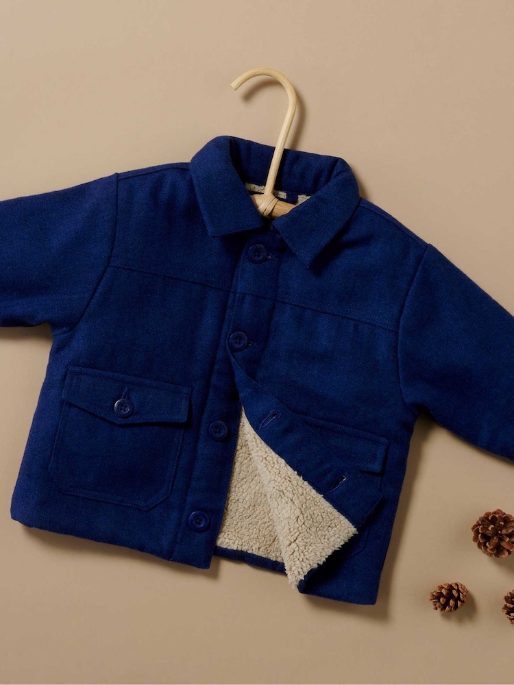 Purebaby Blue Wool Blend Sherpa Jacket - Image 5 of 5
