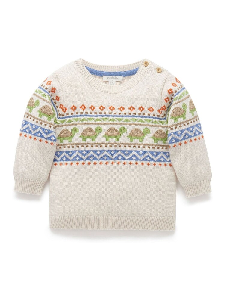 Purebaby Cream Little Turtle Print Jumper - Image 1 of 4