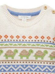 Purebaby Cream Little Turtle Print Jumper - Image 3 of 4