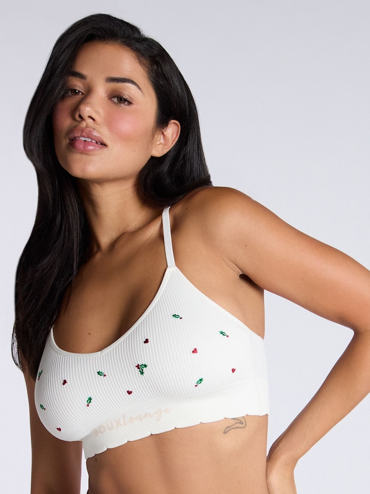 Boux Avenue Cherry Embroidered Bralette and Thong - Image 2 of 4
